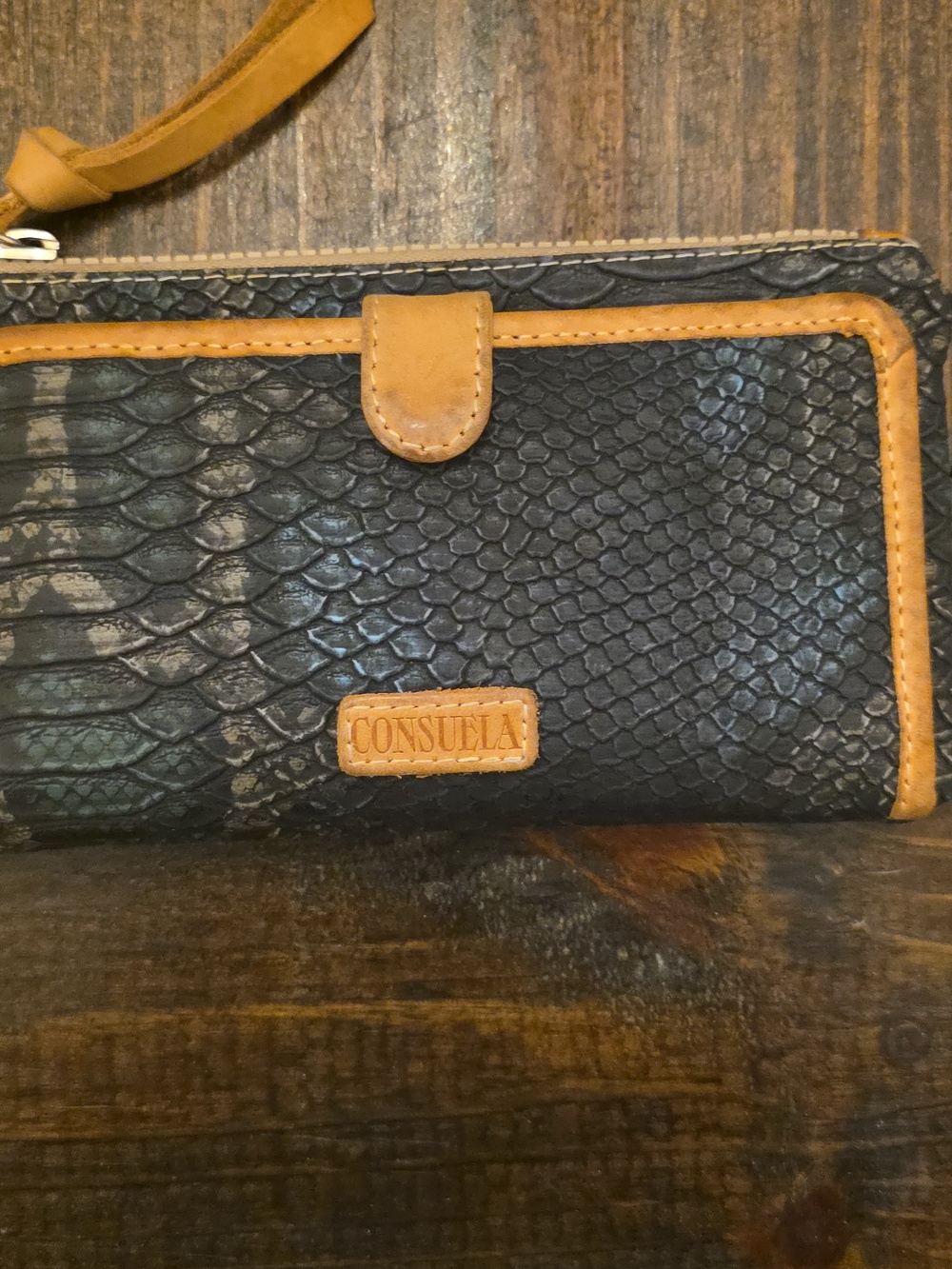 Blue Snake-Texture Consuela Tote Bag And Wallet - Picture 5 of 9